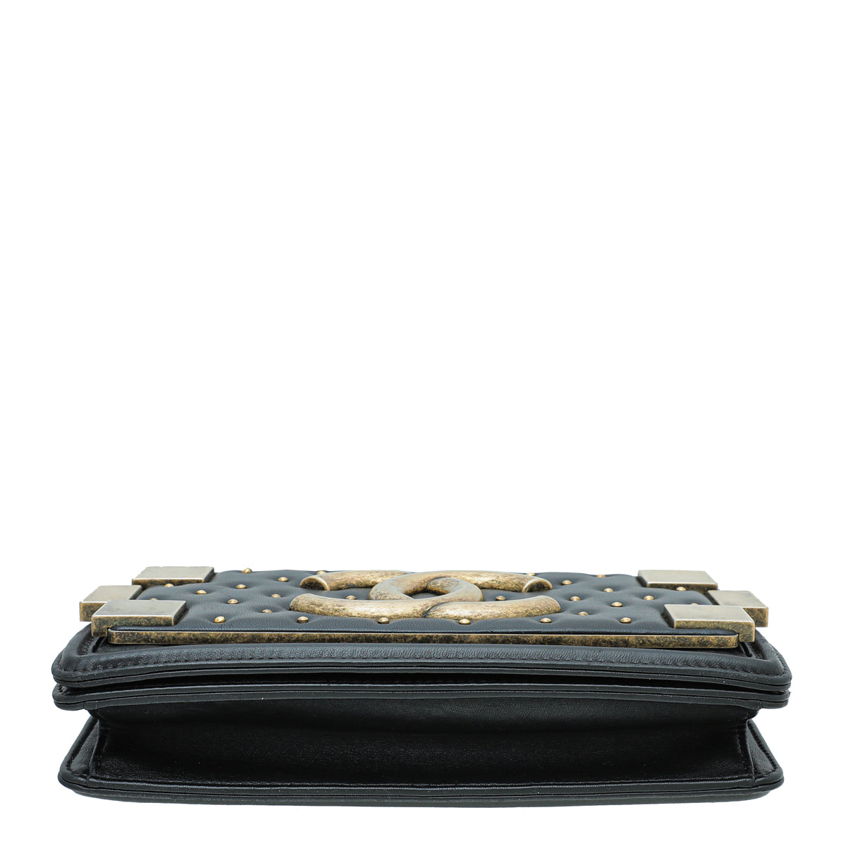 Chanel Black Vintage Studded Boy Brick Horizontal Chain Bag