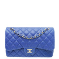 Chanel Royal Blue CC Classic Double Flap Jumbo Bag