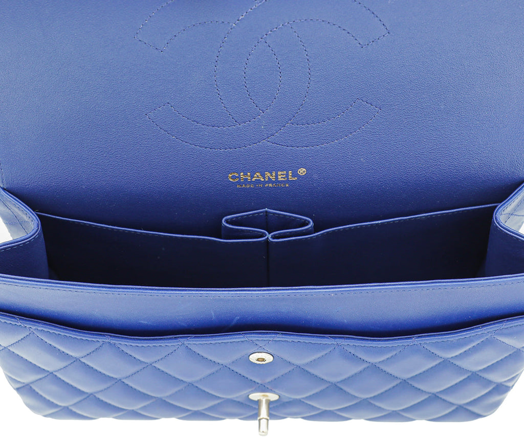 Chanel Royal Blue CC Classic Double Flap Jumbo Bag