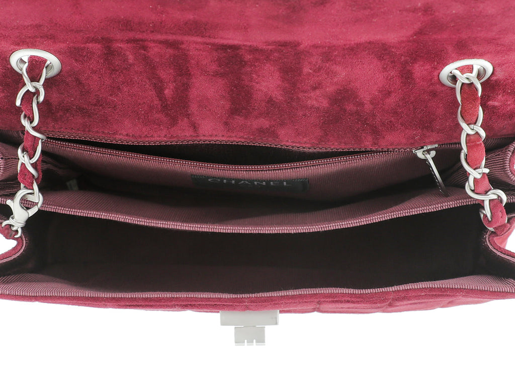 Chanel Burgundy Suede Reissue Lock Pocket Chain Bag