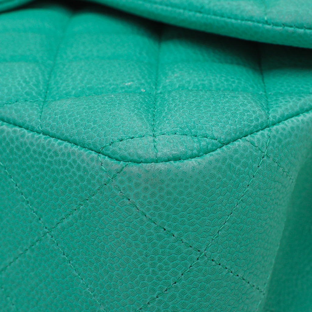 Chanel Green Classic Double Flap Jumbo Bag