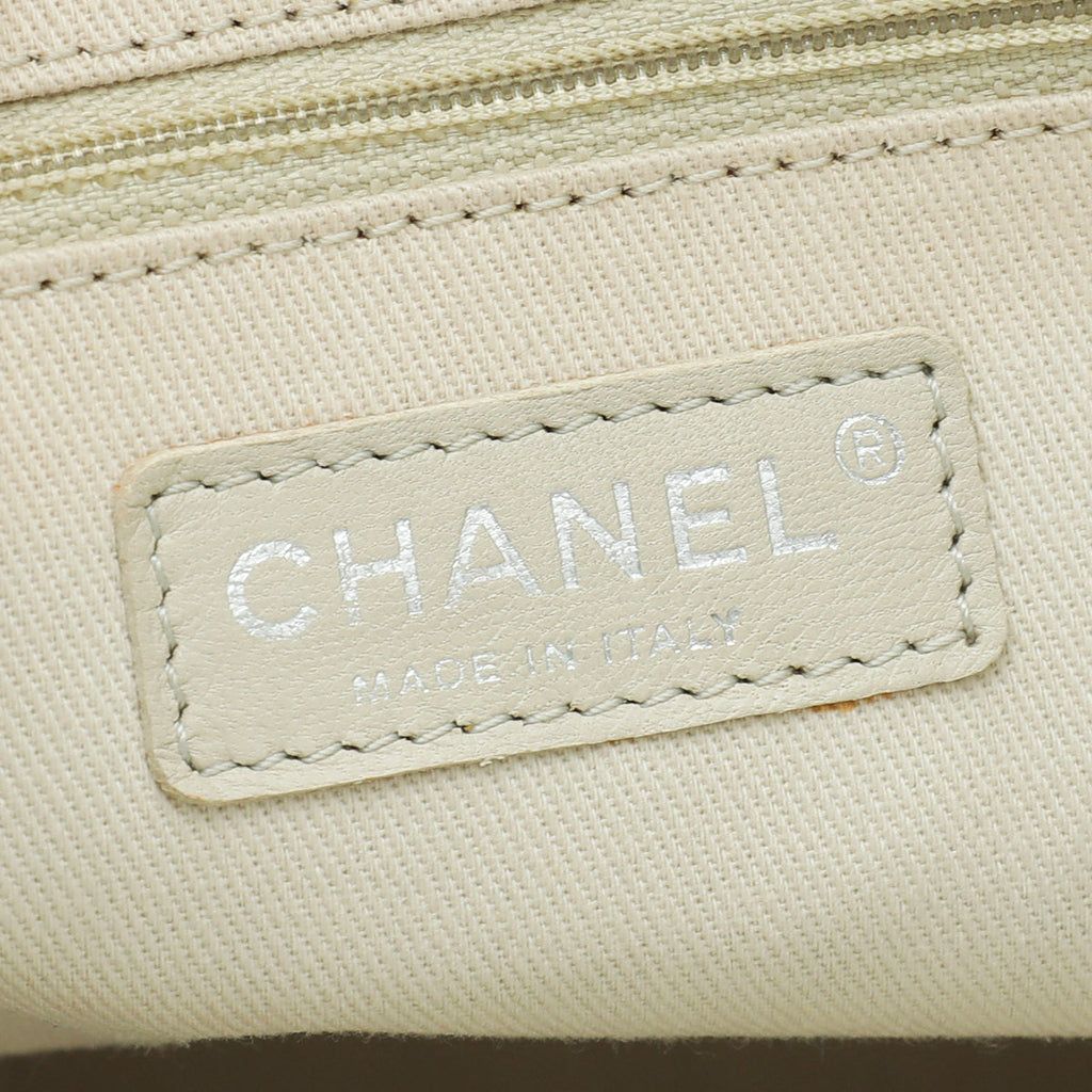 Chanel White CC Pocket Tote Bag