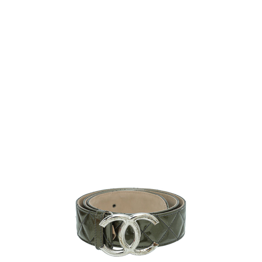 Chanel Olive Diamond Quilt CC Buckle Belt 34