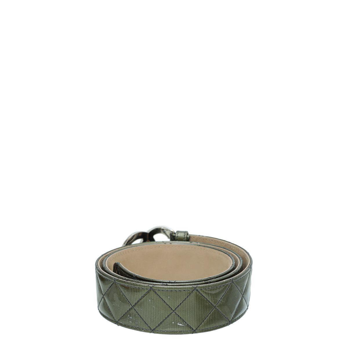 Chanel Olive Diamond Quilt CC Buckle Belt 34