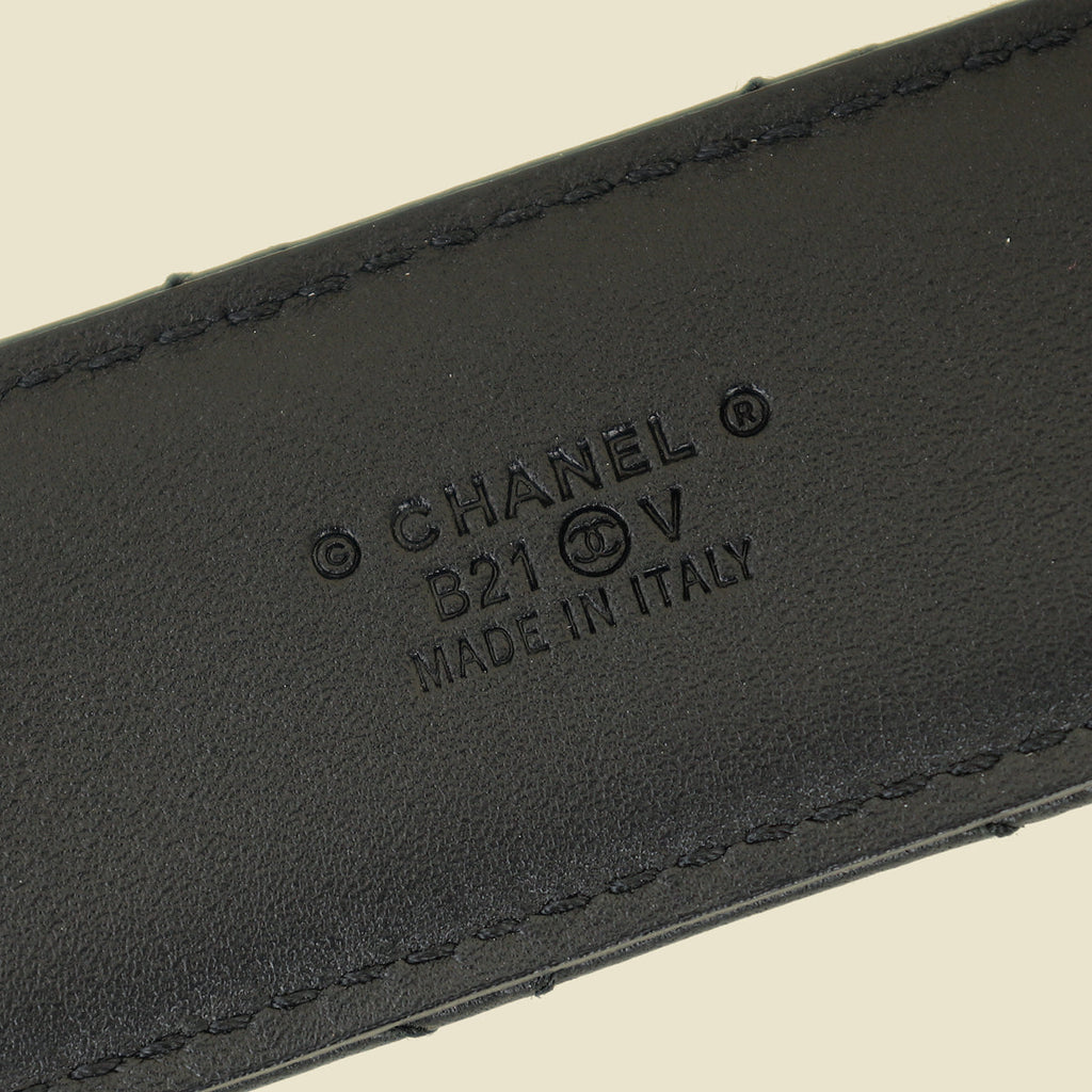 Chanel Black CC Chain Buckle Quilted Belt