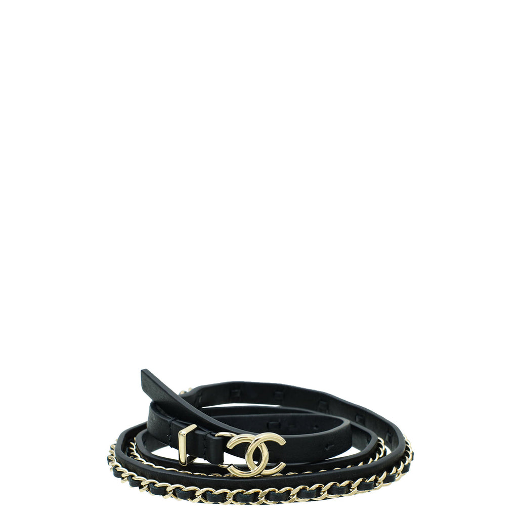 Chanel Black CC Chain Slim Belt 30