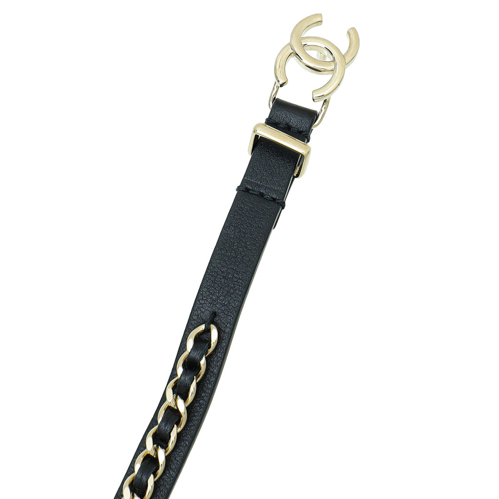 Chanel Black CC Chain Slim Belt 30