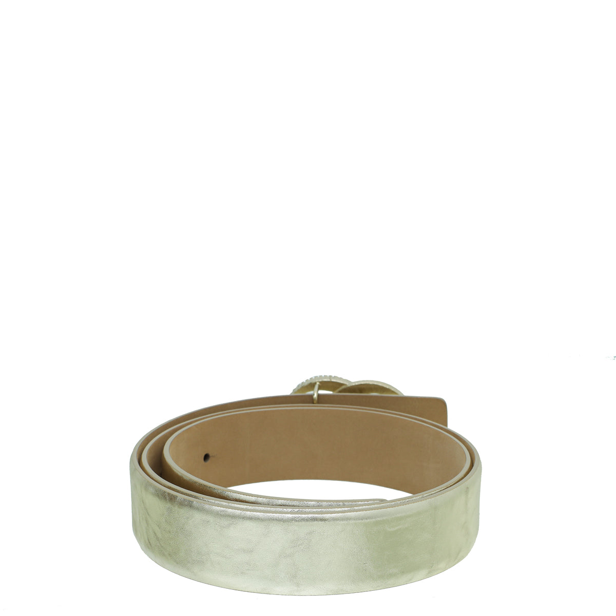 Chanel Metallic Gold CC Crescent Moon Crystal Buckle Belt 34