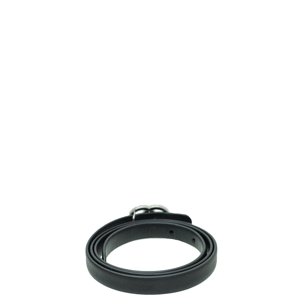 Chanel Black CC Crystal Buckle Slim Belt 32