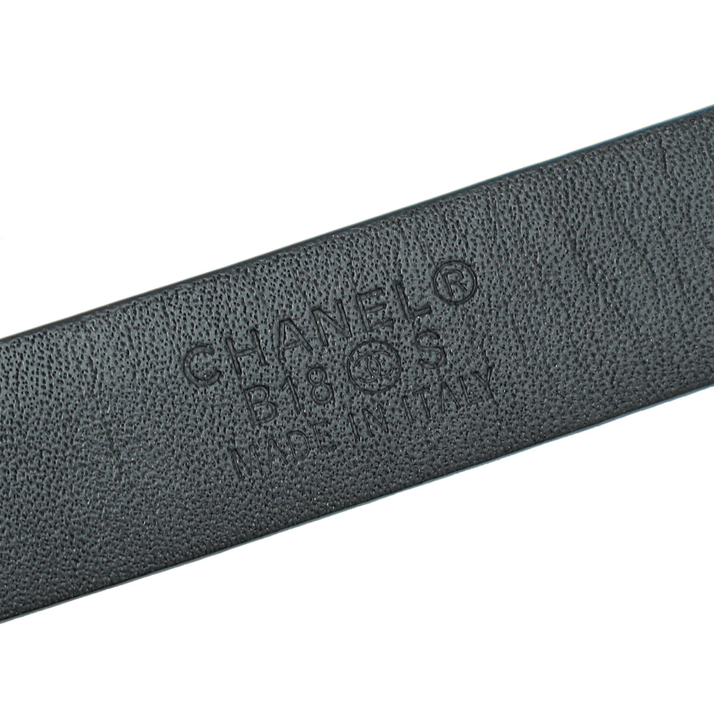 Chanel Black CC Crystal Buckle Slim Belt 32