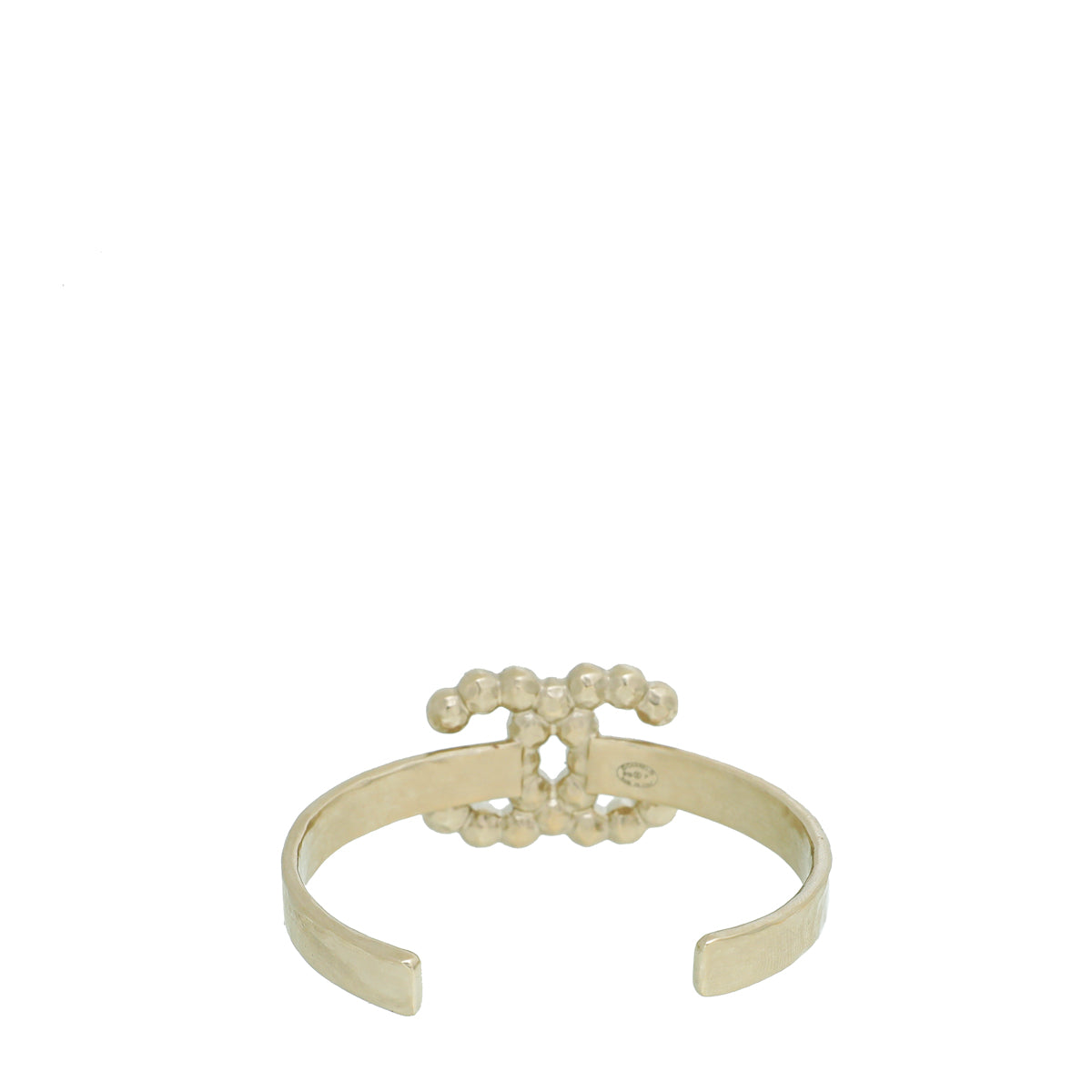 Chanel Light Gold CC Faux Pearl Cuff Bangle