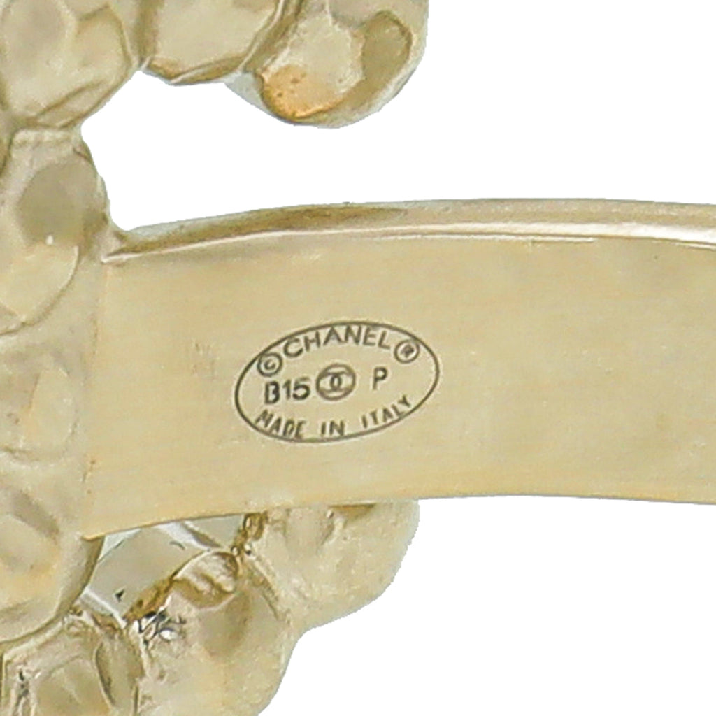 Chanel Light Gold CC Faux Pearl Cuff Bangle