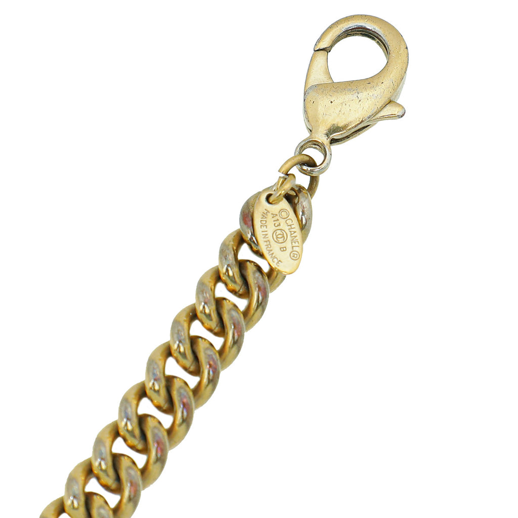Chanel Ivory Pearl CC Drop Charm Chain Bracelet