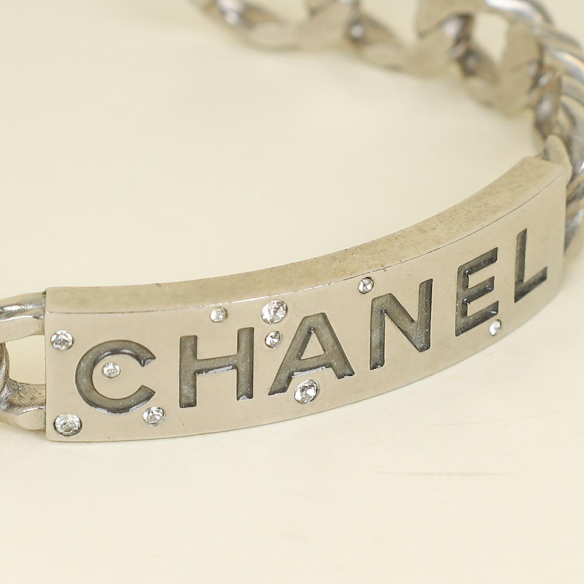 Chanel Silver CC Chain Cuff Bangle