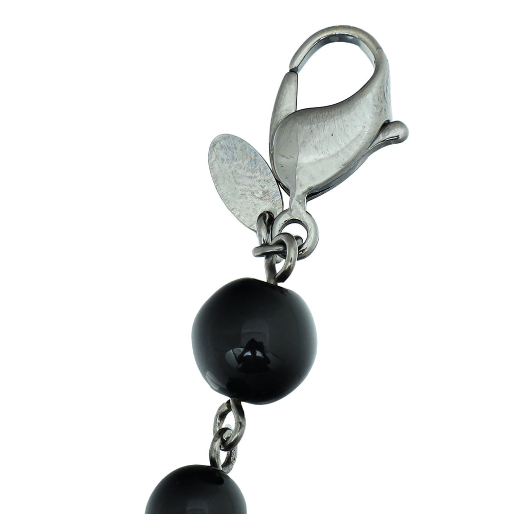 Chanel Black Glass Pearl CC Small Bracelet