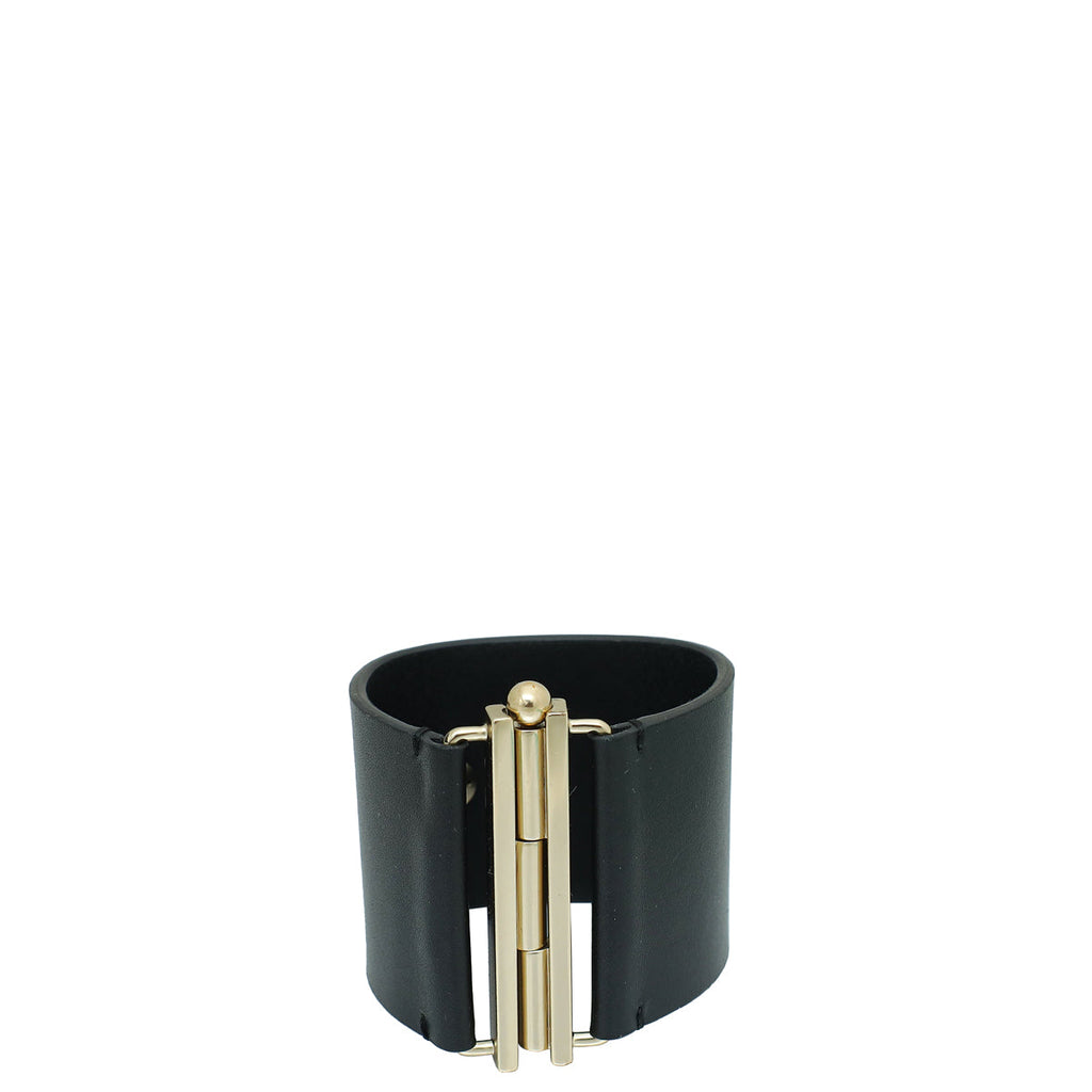 Chanel Black CC Paris Round Logo Cuff Bracelet