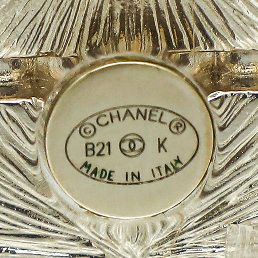 Chanel White CC Crystal Pearl Cuff Bracelet