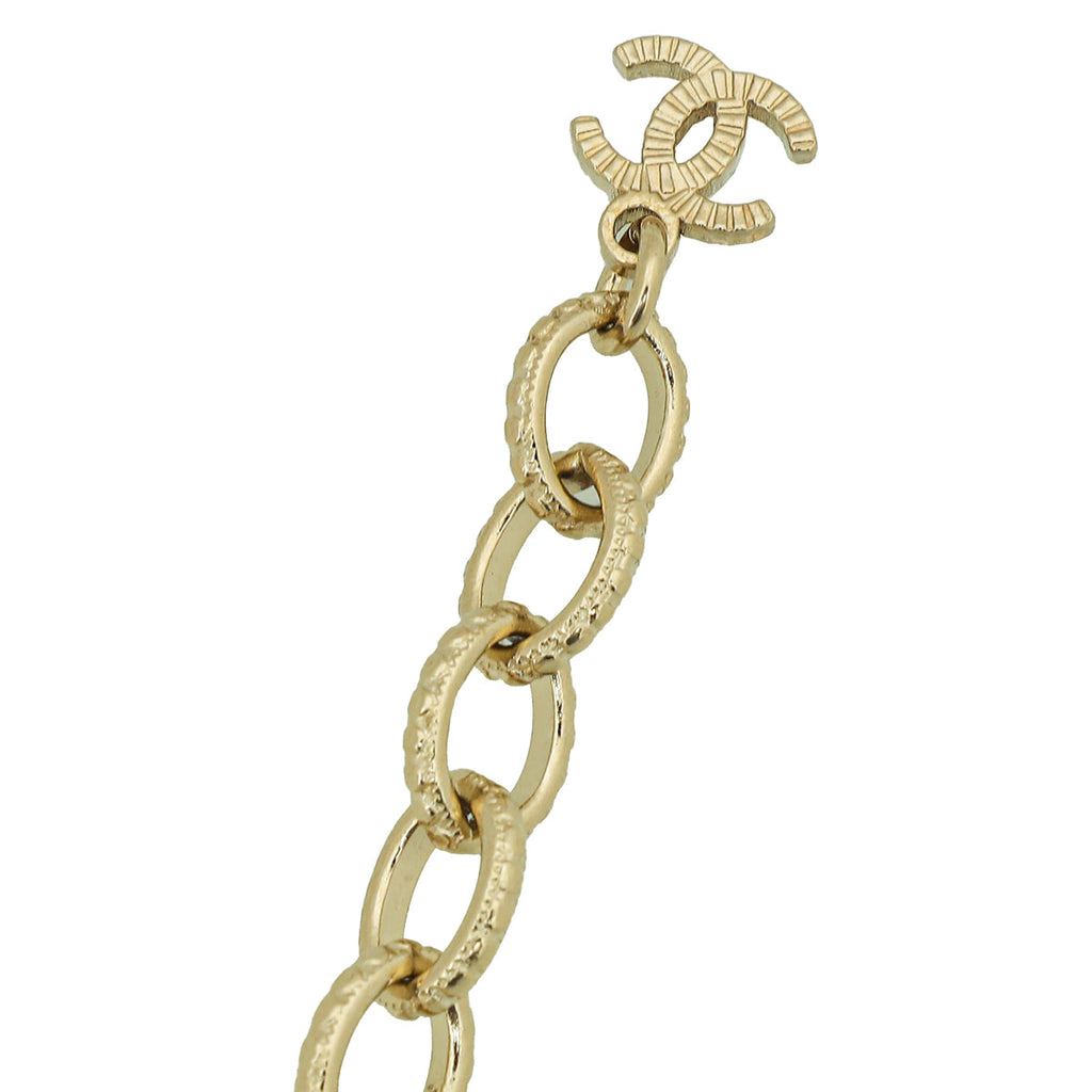 Chanel White CC Drop Charm Pearl Bracelet