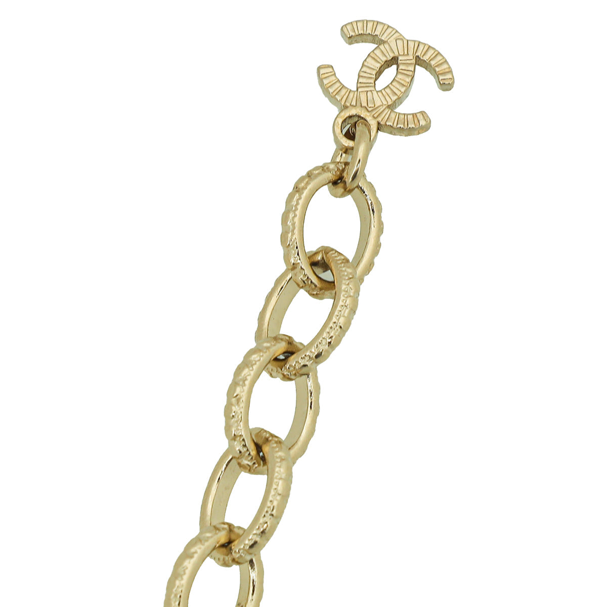 Chanel White CC Drop Charm Pearl Bracelet