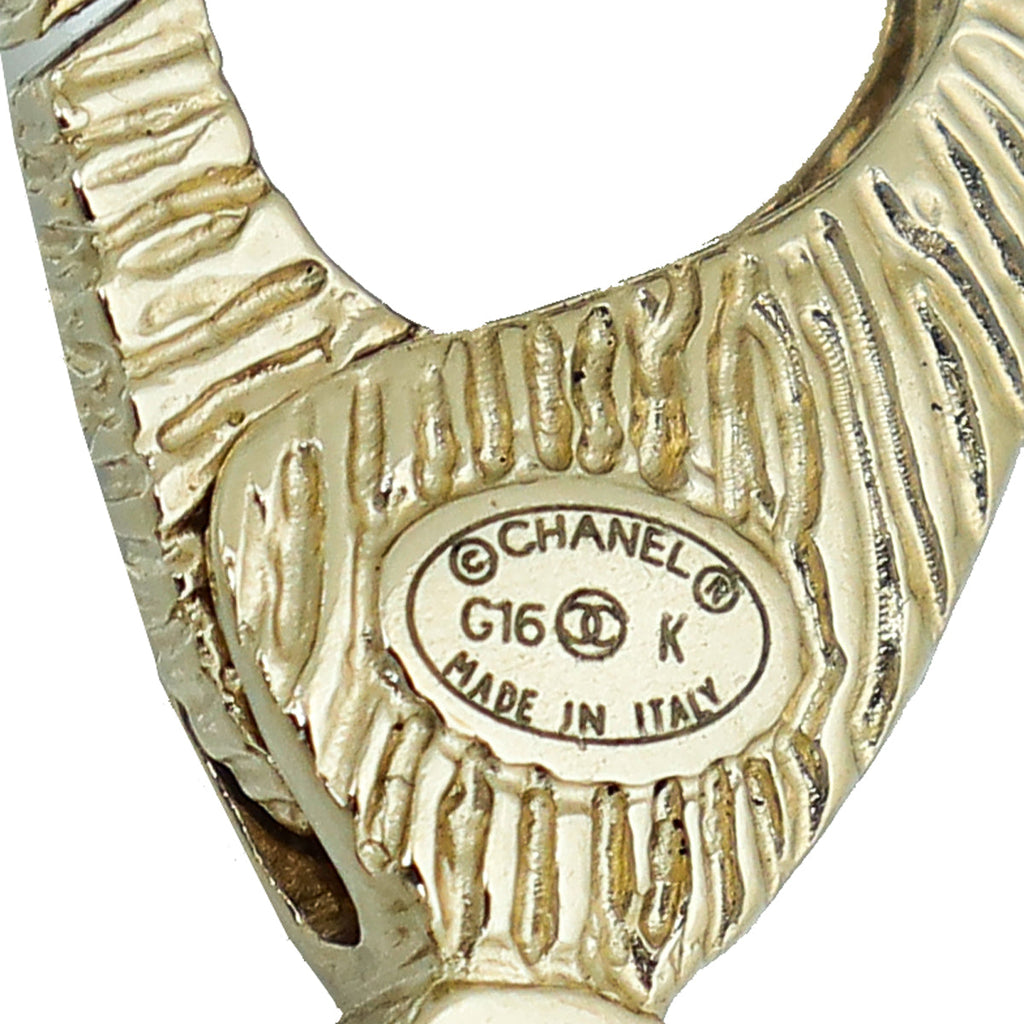 Chanel Gold CC Charm Heart Crystal Wide Chain Bracelet