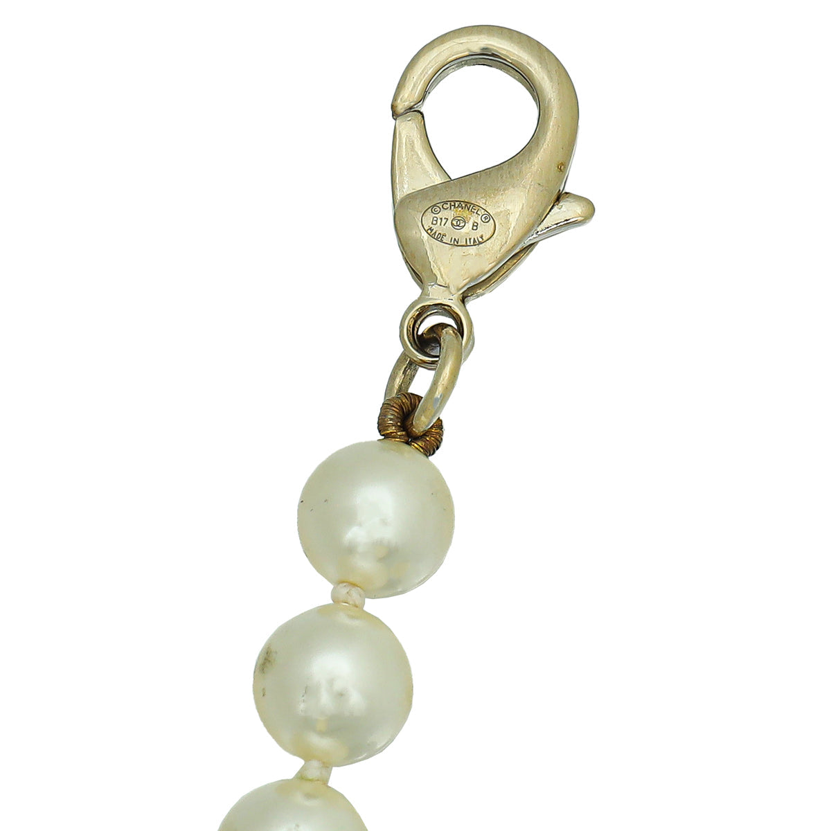 Chanel White CC Crystal Drop Pearl Bracelet