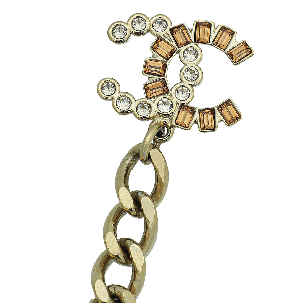 Chanel White CC Crystal Drop Pearl Bracelet