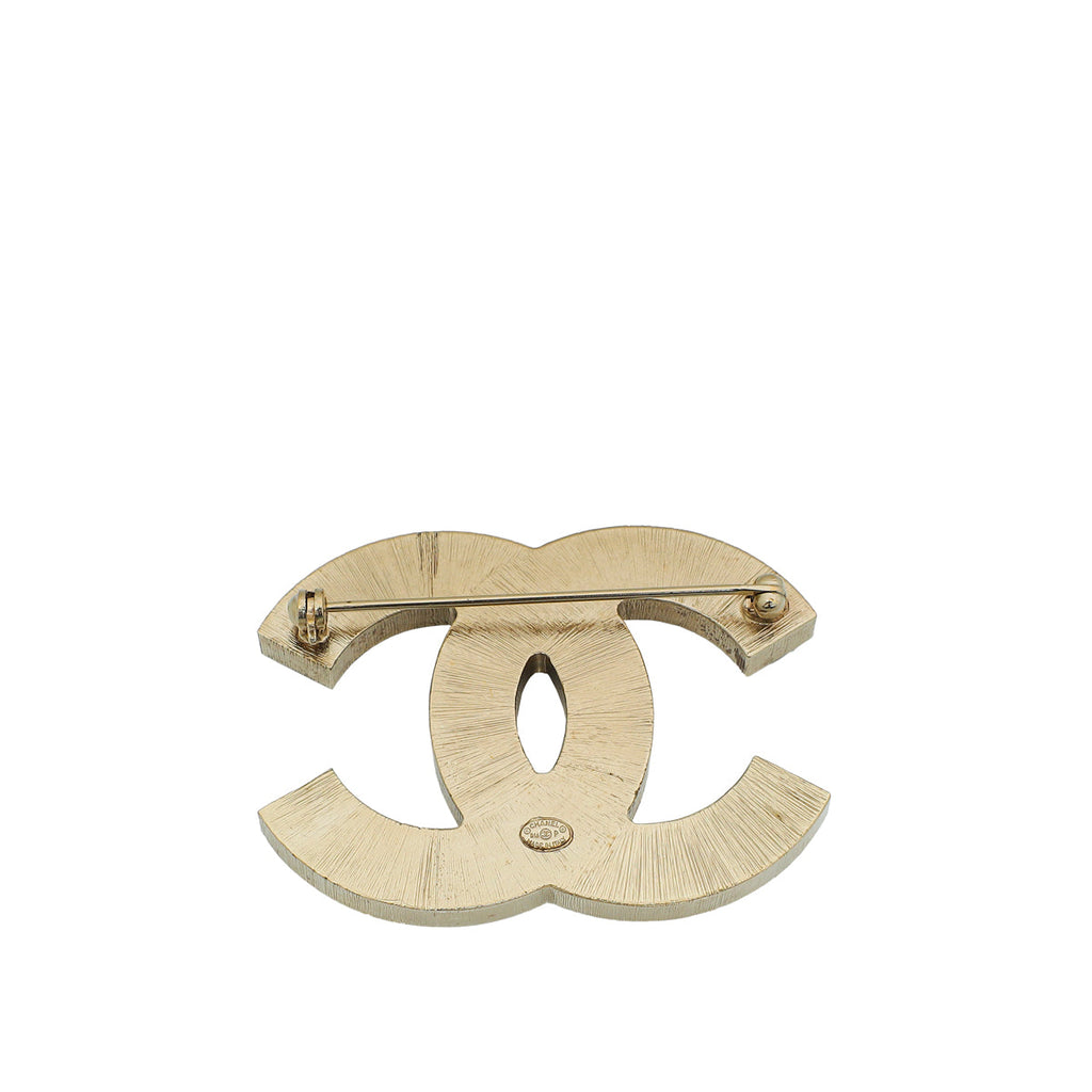 Chanel Black CC Pearl Enamel Brooch