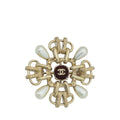 Chanel Bicolor CC Pearl and Resin Brooch