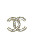 Chanel Gold CC Crystal Baguette Brooch