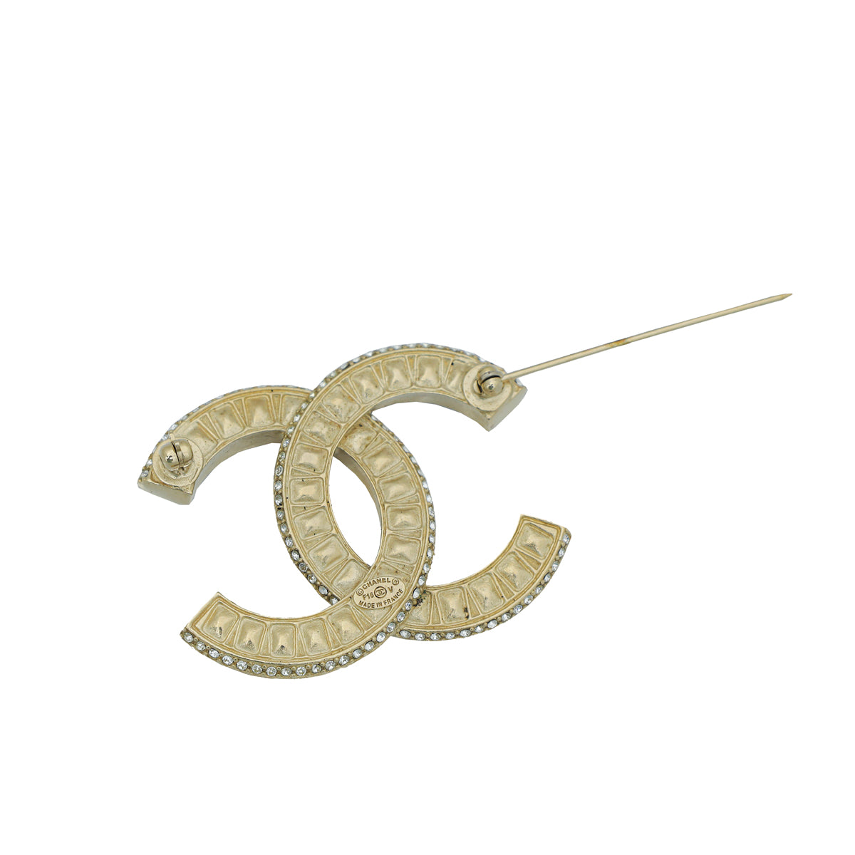Chanel Gold CC Crystal Baguette Brooch