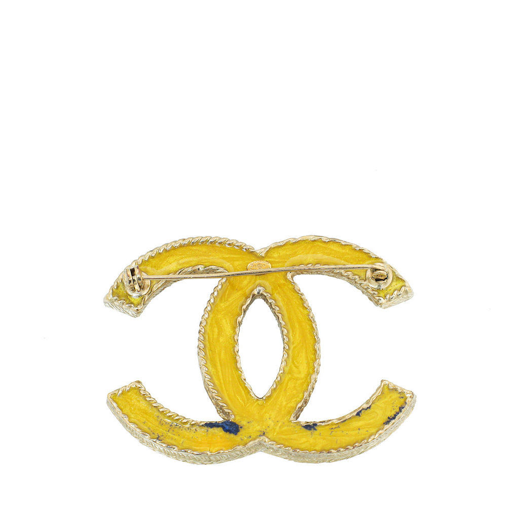 Chanel Light Gold CC Crystal Brooch