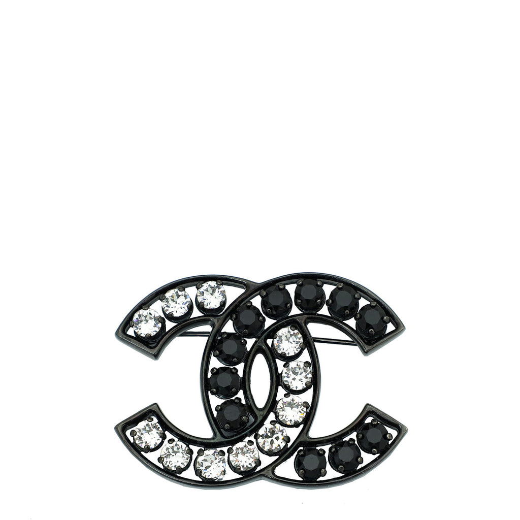 Chanel Ruthenium CC Crystal So Black Brooch