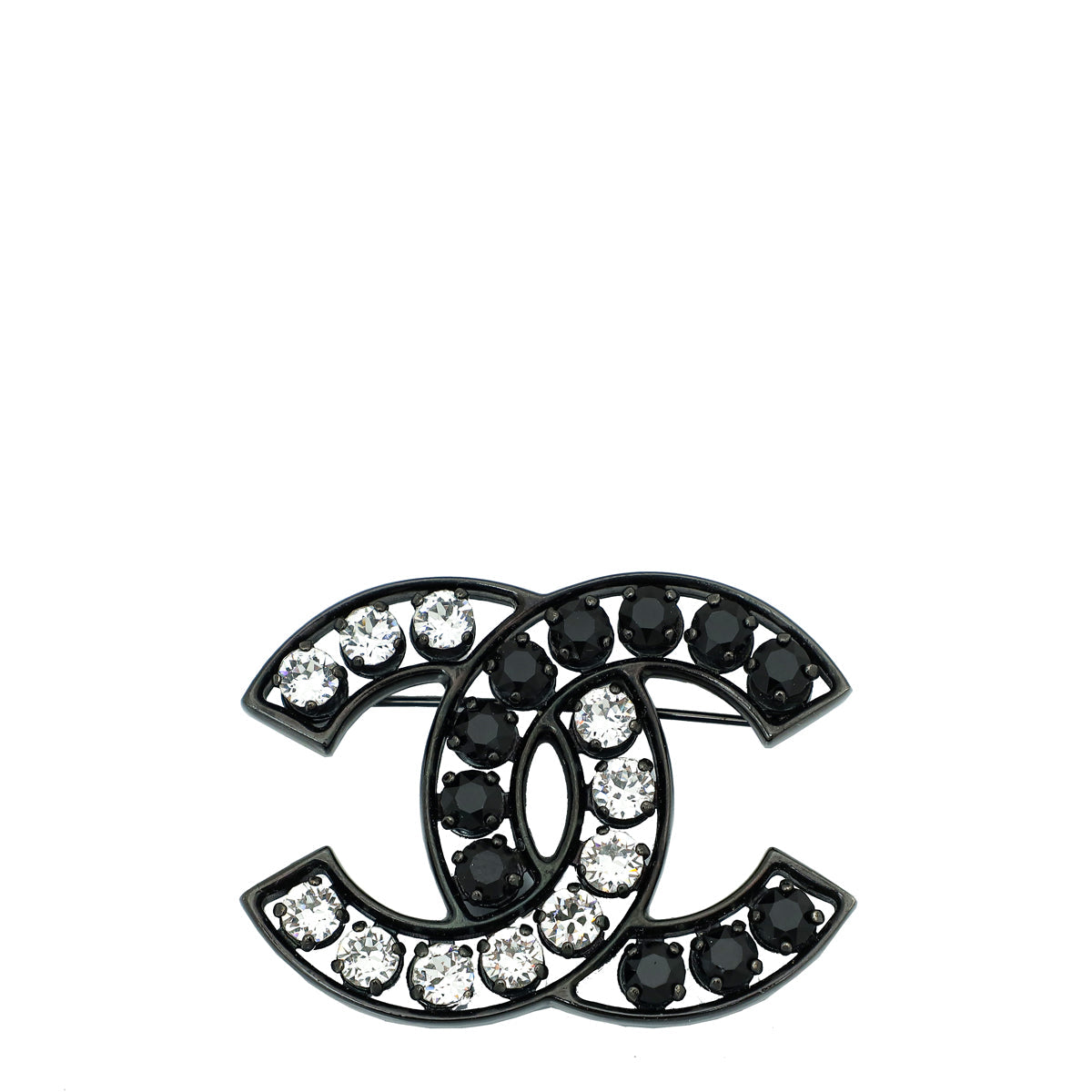 Chanel Ruthenium CC Crystal So Black Brooch