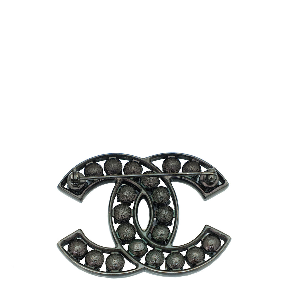 Chanel Ruthenium CC Crystal So Black Brooch