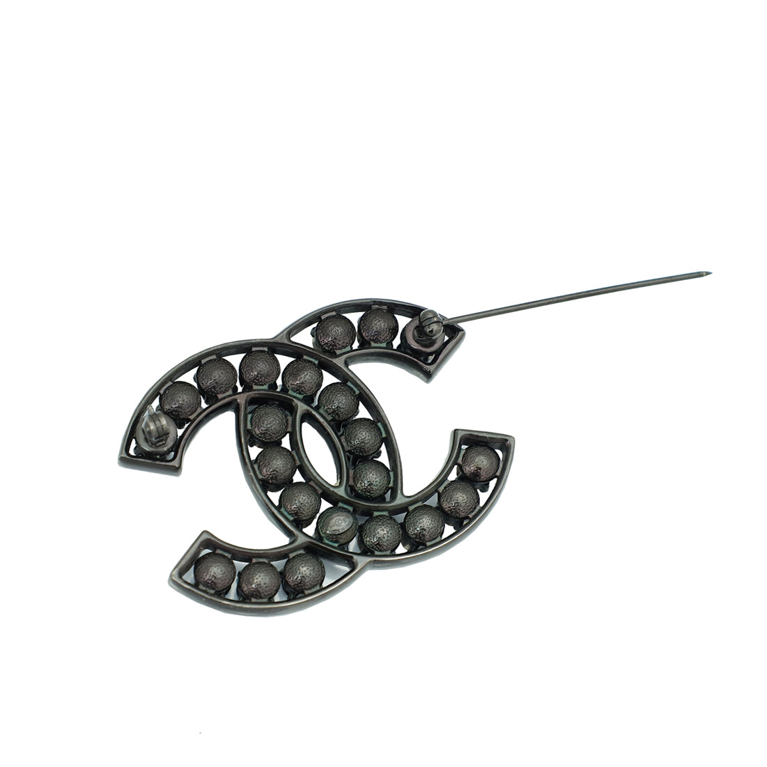 Chanel Ruthenium CC Crystal So Black Brooch