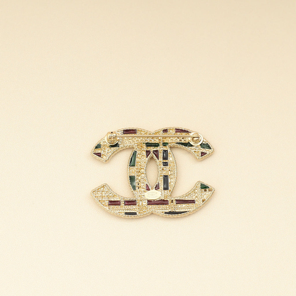 Chanel Gold CC Beads Crysta Details Brooch