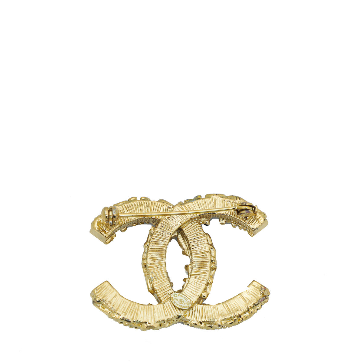 Chanel Black CC Enamel Baroque Brooch