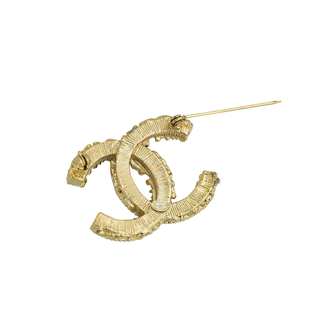 Chanel Black CC Enamel Baroque Brooch