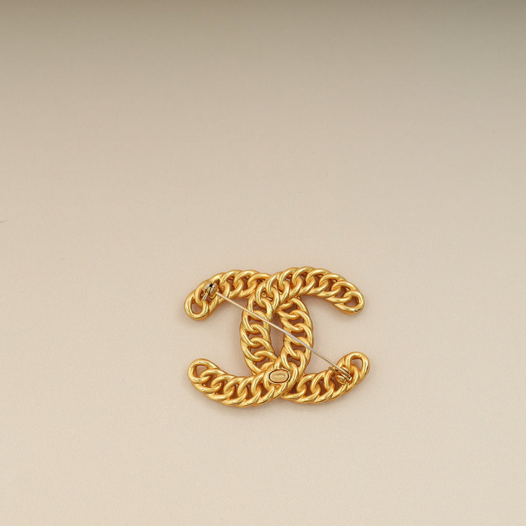 Chanel Gold CC Braided Chain Brooch