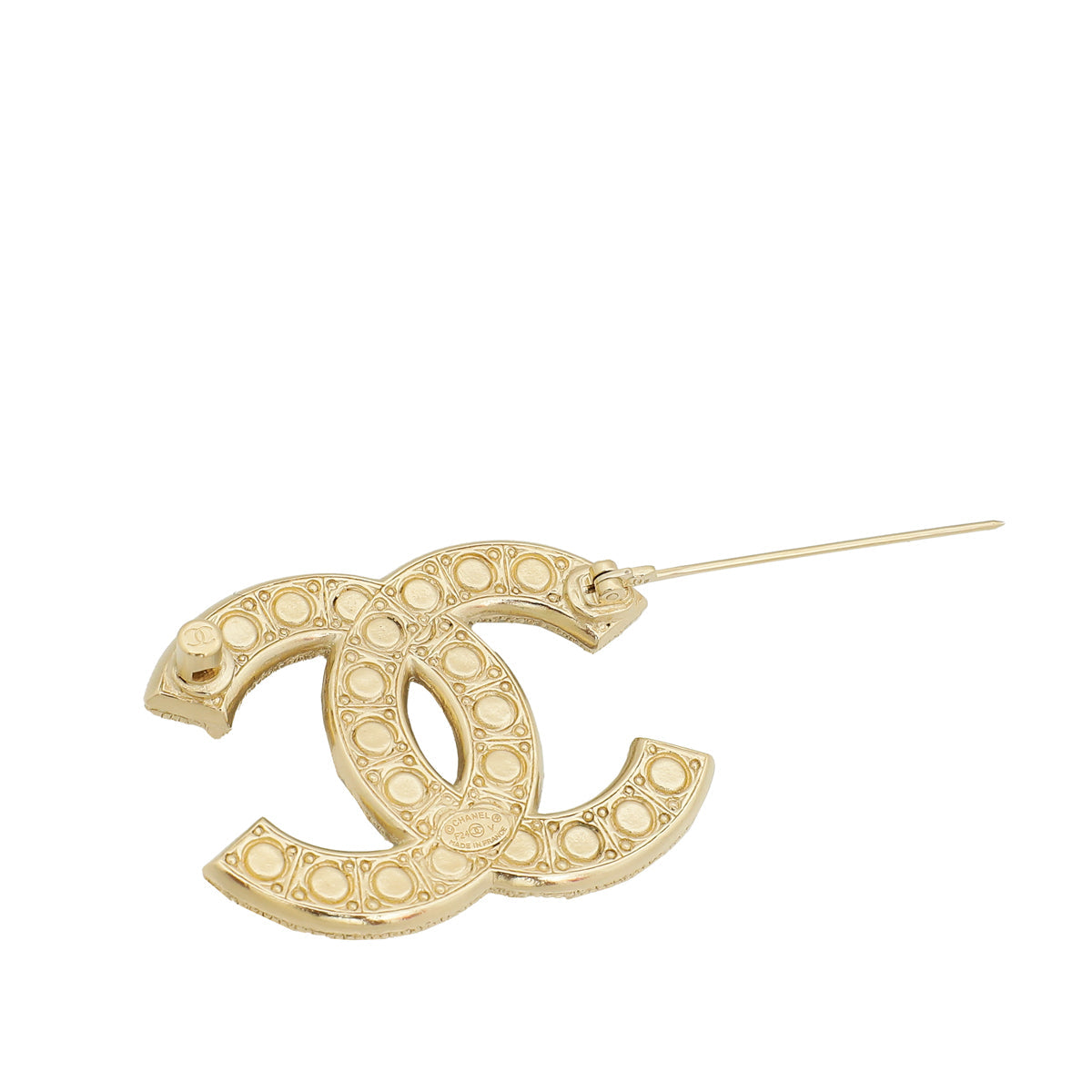 Chanel Gold CC Pearl Brooch