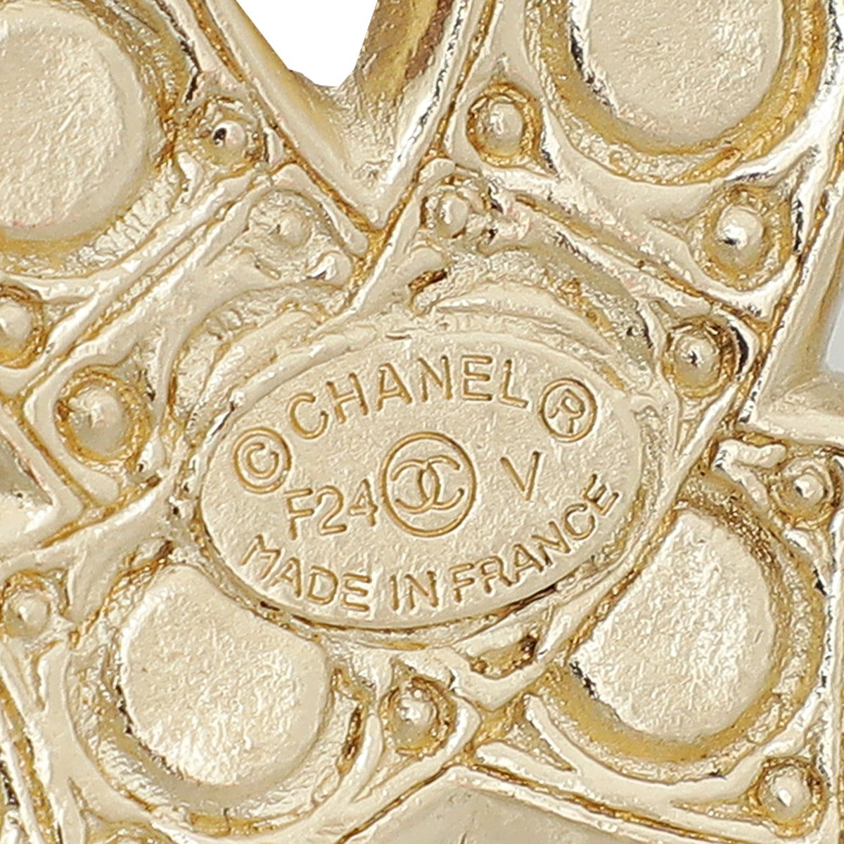 Chanel Gold CC Pearl Brooch