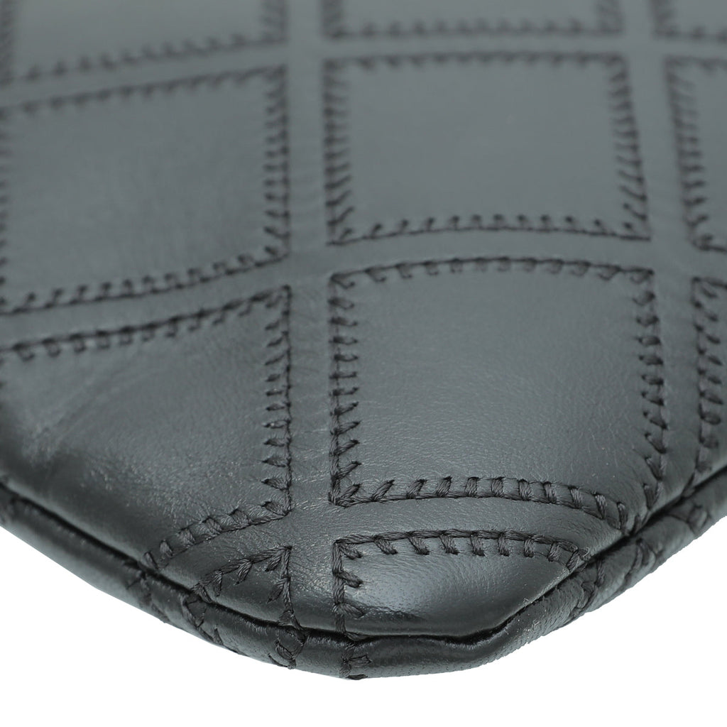 Chanel Black Quilted Double Stitch Tassel O-Case Clutch