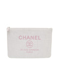 Chanel Light Pink CC Mixed Fibers Deauville Zip Pouch Large