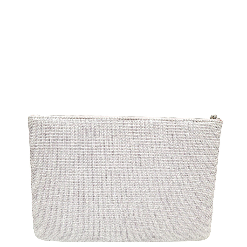 Chanel Light Pink CC Mixed Fibers Deauville Zip Pouch Large