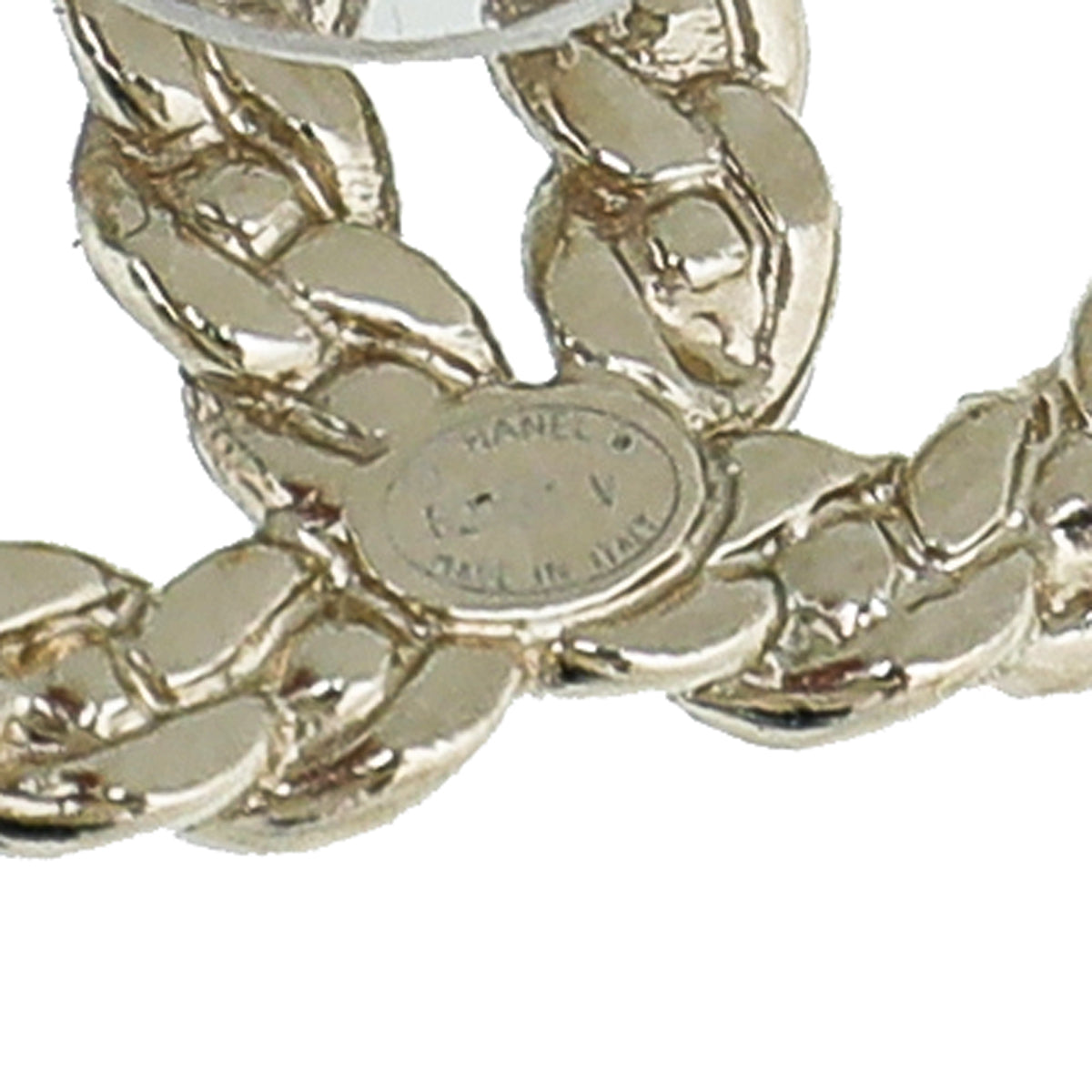 Chanel Light Gold CC Crystal Chain Earrings