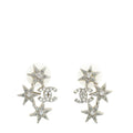 Chanel Silver CC Star Crystal Earrings
