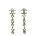 Chanel Gold CC Crystal Pearl Charming Winter Star Heart Drop Earrings