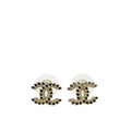 Chanel Black CC Crystal Earrings