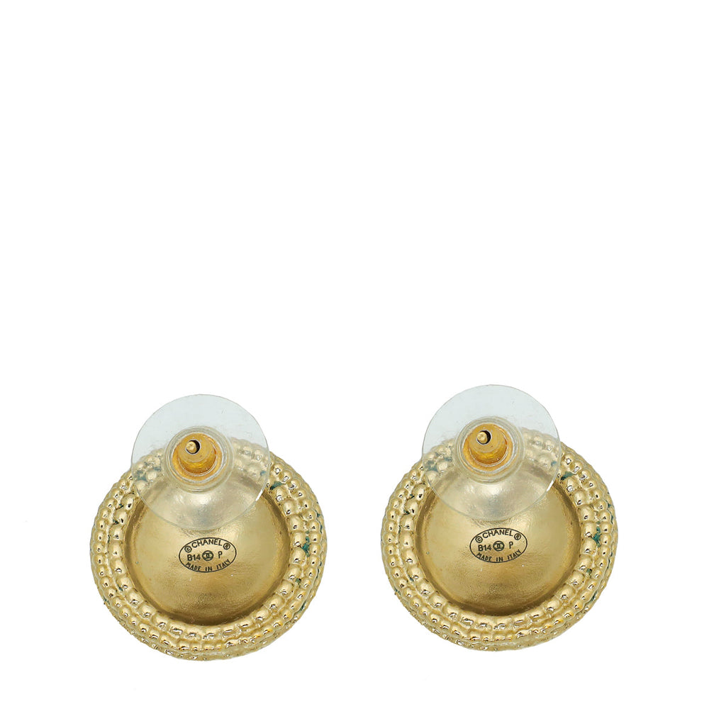 Chanel Gold CC Button Earrings