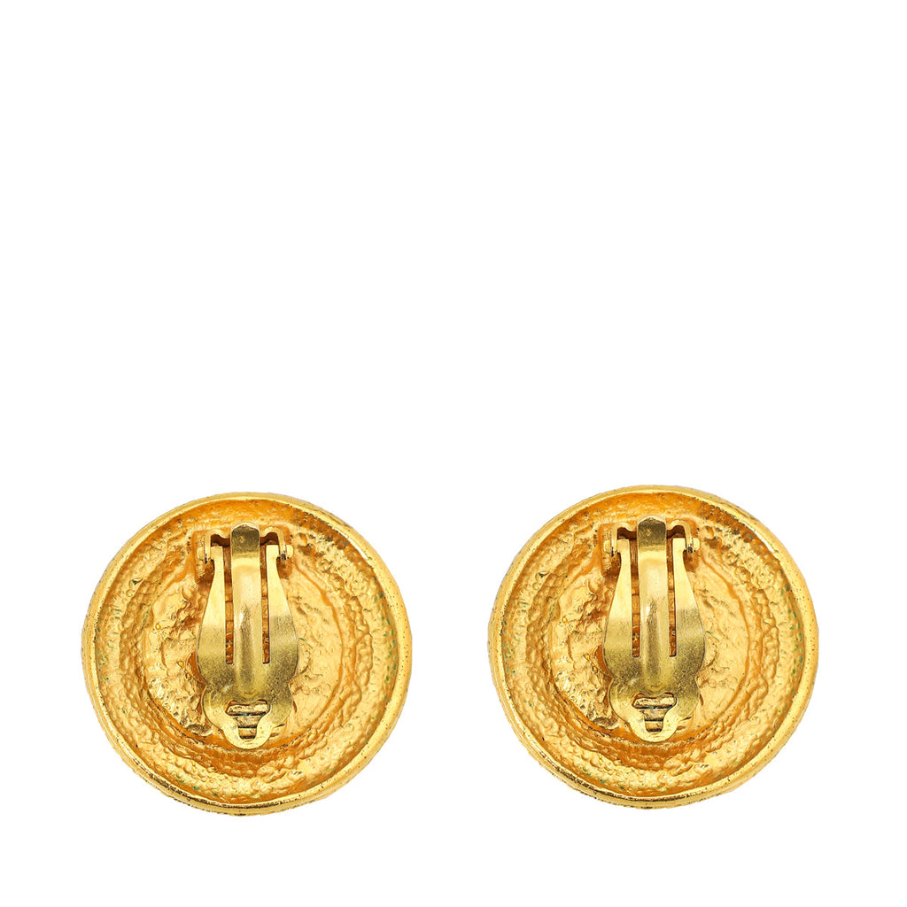 Chanel White Vintage Pearl Button Clip On Earrings